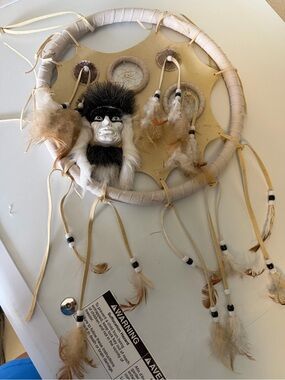 Handmade Feather Dreamcatcher Wall Hanging - Neutral Tones